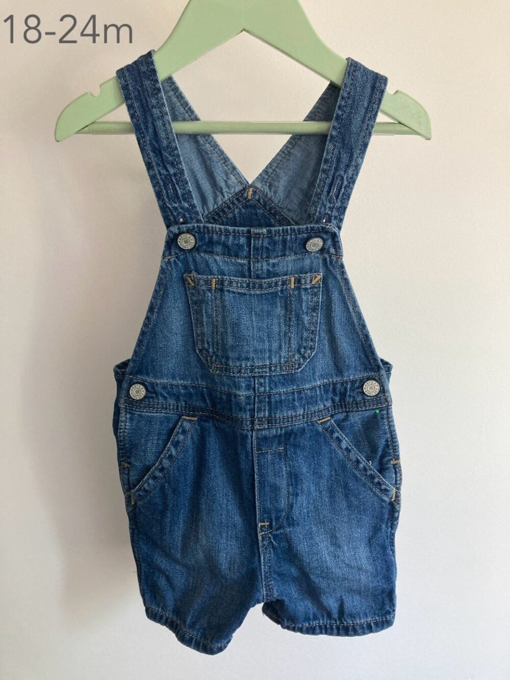 💙2/$25 GAP 18-24 Months Toddler Blue Denim Jeans Overalls Fall Buttons